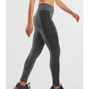 Title Nine Crash Polartec Fleece Lined Tights Colorblock Gray Black XS